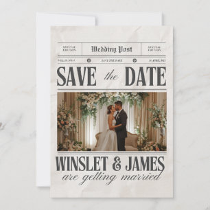 Personalized Wedding Newspaper Poster   Newlywed  Invitation