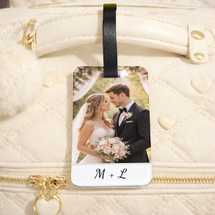 Personalized Wedding Photo With Initials Luggage Tag