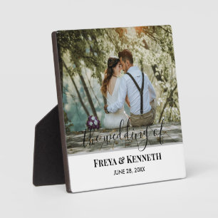 Personalized Wedding Photo With Modern Calligraphy Plaque