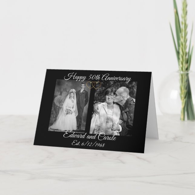Personalized Wedding Photos 50th Anniversary Card (Front)