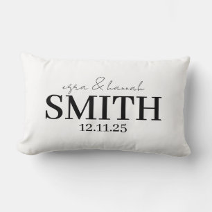 Personalized Wedding Pillow, Last Name & Date Lumbar Cushion