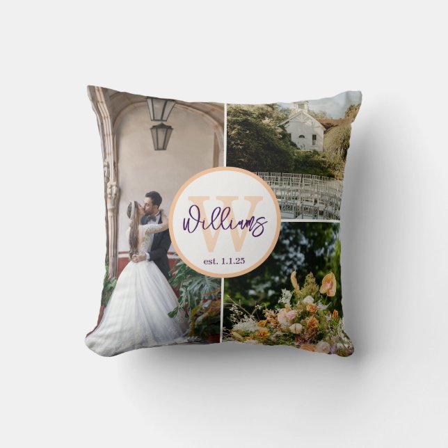 Personalized Wedding Pillow with Initial & Date (Front)