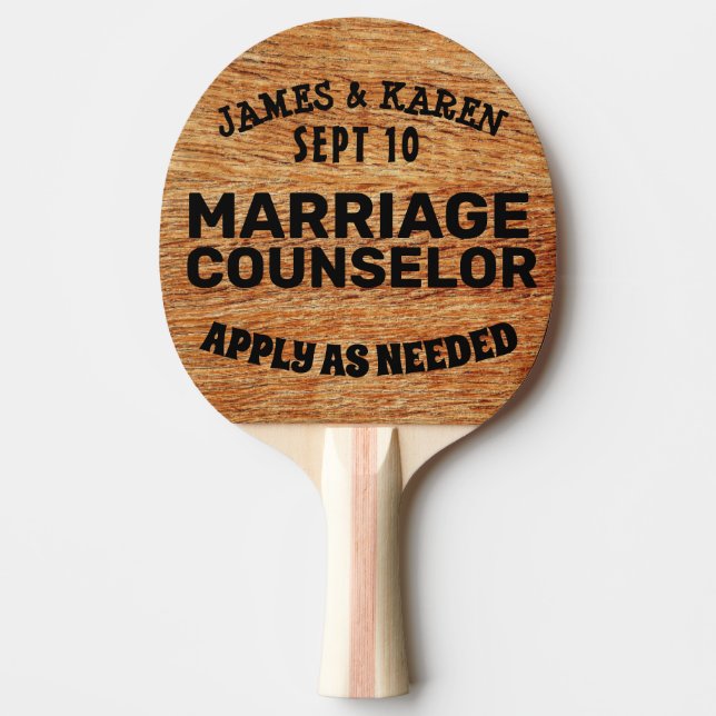 PERSONALIZED WEDDING PING PONG PADDLES, COUNSELOR PADDLE (Front)