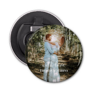 Personalized Wedding Portrait Modern Calligraphy Bottle Opener