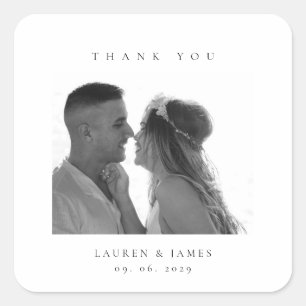 Personalized Wedding Thank You Photo Square Sticker