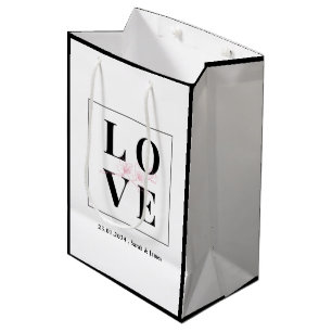 Personalized Wedding/Valentine Black And White Medium Gift Bag