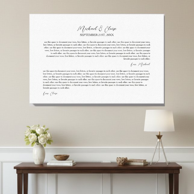 Personalized Wedding Vows Keepsake Canvas Print (Personalized Wedding Vows Keepsake Canvas Print)
