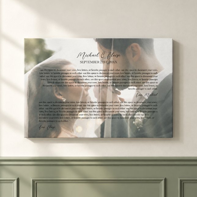 Personalized Wedding Vows Photo Keepsake Canvas Print (Personalized Wedding Vows Photo Keepsake Canvas Print)