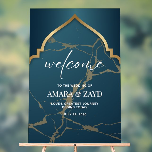 Personalized Wedding Welcome Sign – Deep Teal (Neutral)