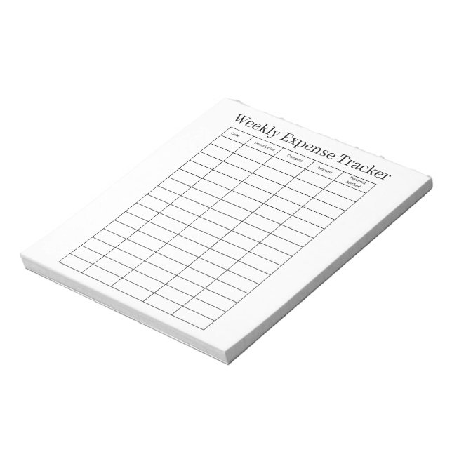 Personalized Weekly Expense Tracker Notepad (Rotated)