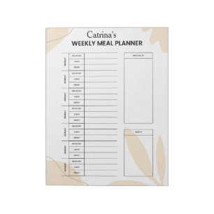 Personalized Weekly Meal Planner  Notepad