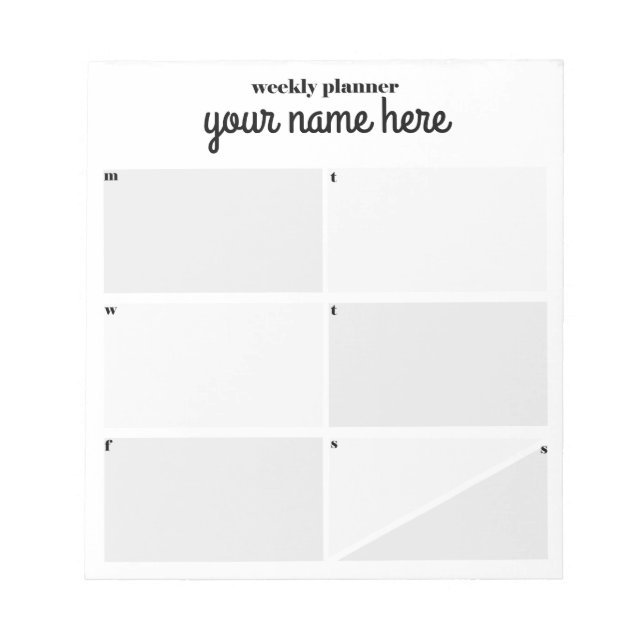 Personalized Weekly Planner Notepad (Front)