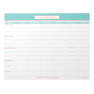 Personalized Weekly Planner Notepad
