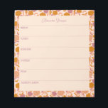Personalized Weekly Planner Vintage Orange Floral Notepad<br><div class="desc">A stylish personalized weekly planner notepad with a vintage purple and orange floral border.</div>