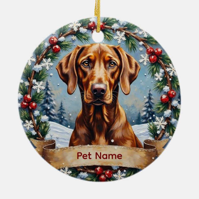 Personalized Weimaraner Christmas Ceramic Tree Decoration (Back)
