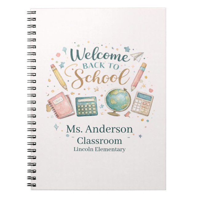 Personalized Welcome Back to School Teacher Notebook (Front)