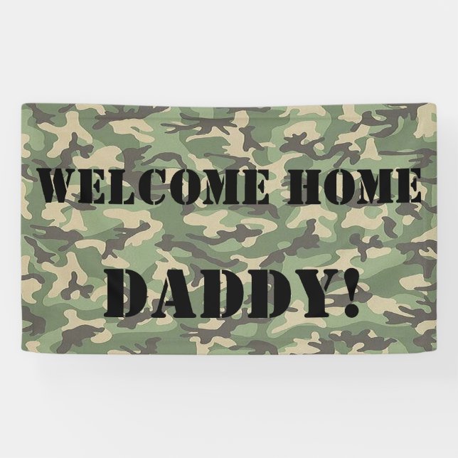 Personalized Welcome Home in Green Army colors Banner (Horizontal)