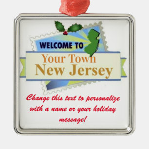 Personalized Welcome to New Jersey Metal Tree Decoration