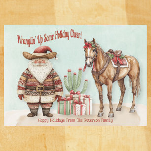Personalized Western Santa Holiday Card