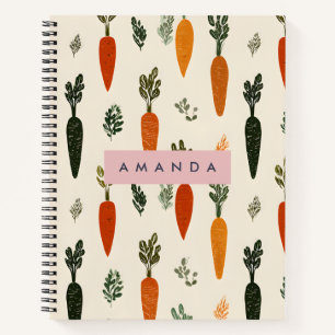 Personalized Whimsical Carrot Patch Rustic Notebook