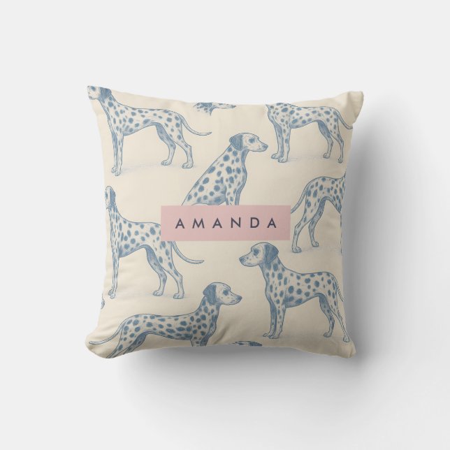 Personalized Whimsical Charming Dalmatian Pattern Cushion (Front)