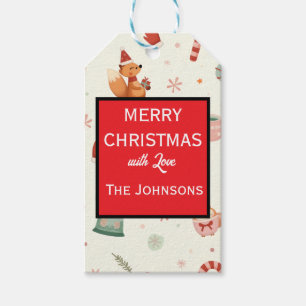 Personalized Whimsical Fox Christmas Gift Tag