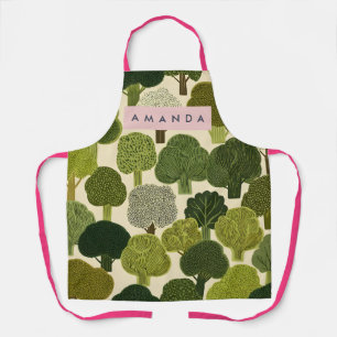 Personalized Whimsical Green Forest Tree Style Apron