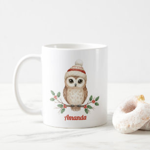 Personalized Whimsical Owl Christmas Mug
