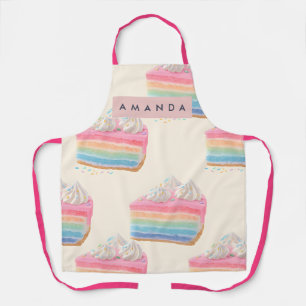 Personalized Whimsical Rainbow Cake Pattern Apron