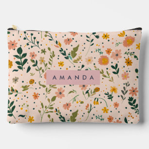 Personalized Whimsical Wildflower Meadow Accessory Pouch