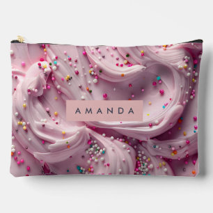 Personalized Whipped Pink Frosting with Sprinkles Accessory Pouch