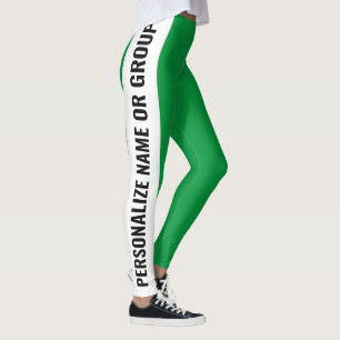 Personalized White And Green trendy girly Leggings