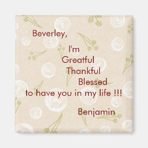 Personalized White Beige & Green Magnet