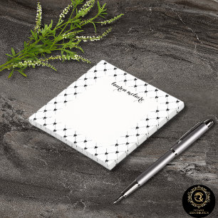 Personalized White & Black Bow Script Post-it Notes