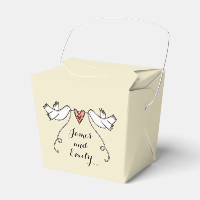 Personalized White Doves Wedding Favor Box (Front Side)