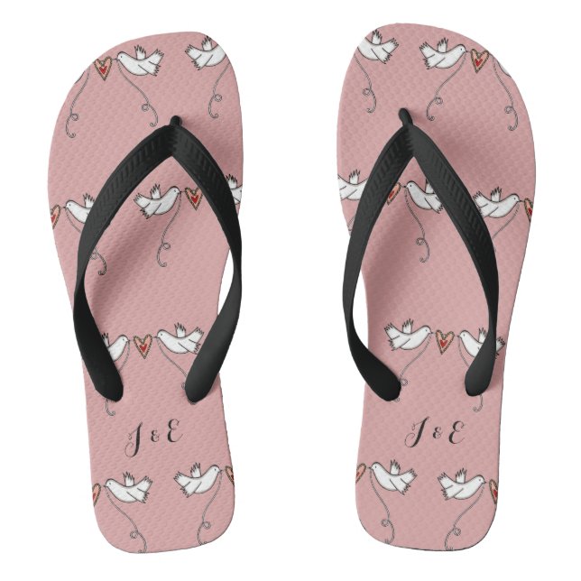 Personalized White Doves Wedding Flip Flops  (Footbed)