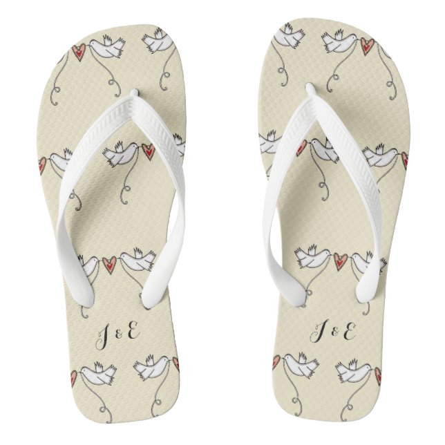 Personalized White Doves Wedding Flip Flops  (Footbed)
