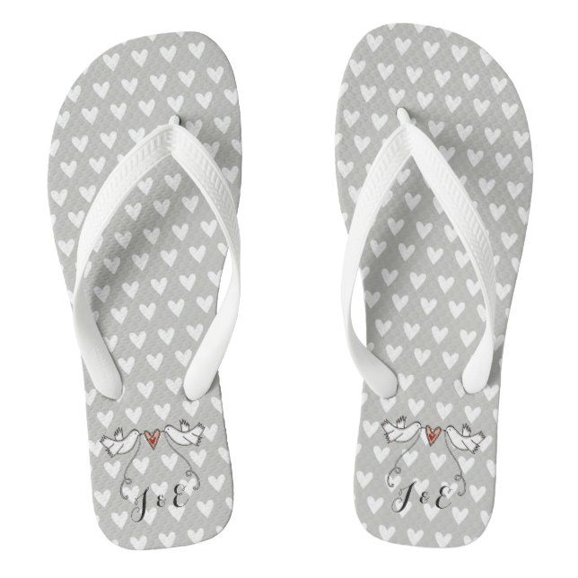 Personalized White Doves Wedding Flip Flops  (Footbed)