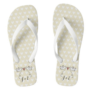 Personalized White Doves Wedding Flip Flops