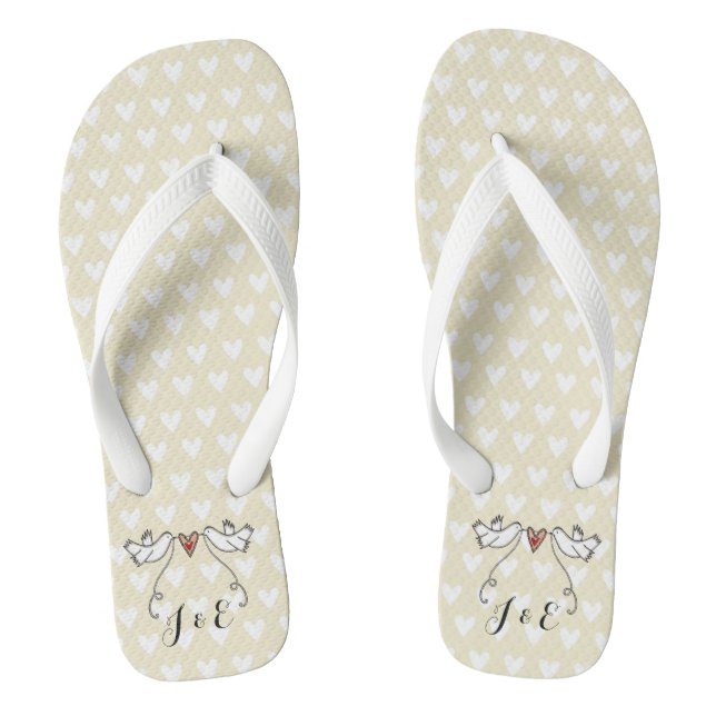 Personalized White Doves Wedding Flip Flops  (Footbed)