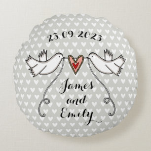 Personalized White Doves Wedding Gift Cushion