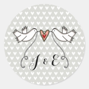 Personalized White Doves Wedding Sticker