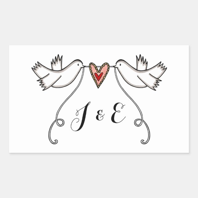 Personalized White Doves Wedding Sticker (Front)
