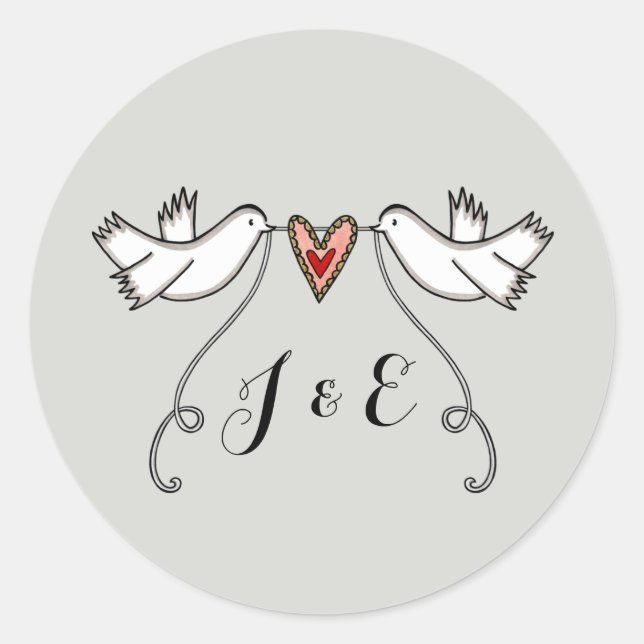 Personalized White Doves Wedding Sticker (Front)