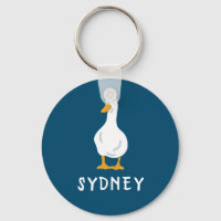 Personalized White Duck Illustration Navy Blue