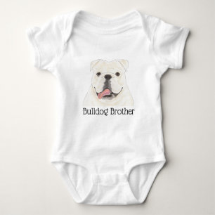 Personalized White English Bulldog Dog Baby Bodysuit