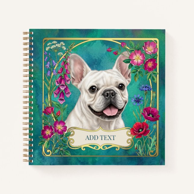 Personalized White French Bulldog Notebook (Front)