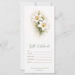 Personalized White Lily Gift Certificate