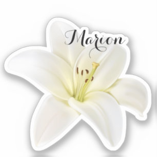 Personalized White Lily Sticker