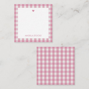 Personalized White Pink Gingham Card